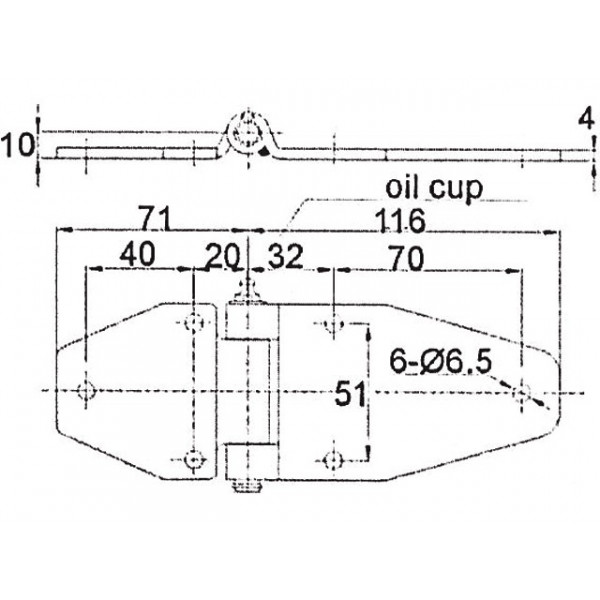 INOX Charnière papillon 51mm x 187mm,